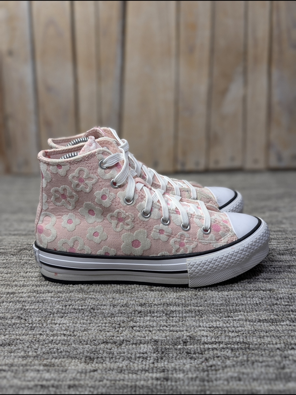 Converse Chuck Taylor All Star Hi-Top Sneakers - Pink Floral - Size 3Y/5 Women